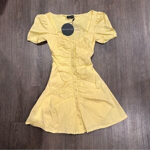 White Fox Yellow Button-Up Dress